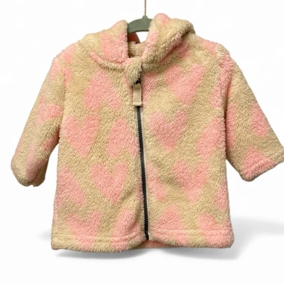 Hanna Andersson Hearts Baby Marshmallow Fleece Jacket size 3-6 months - Picture 3 of 7